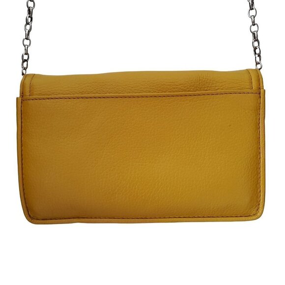 my Flat in London Small Mustard Yellow Leather Crossbody Clutch Purse - Picture 5 of 7